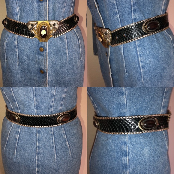 *RARE* 80’s Cesar Ugarte Buckle & 3 Snakeskn Belts - Picture 6 of 8